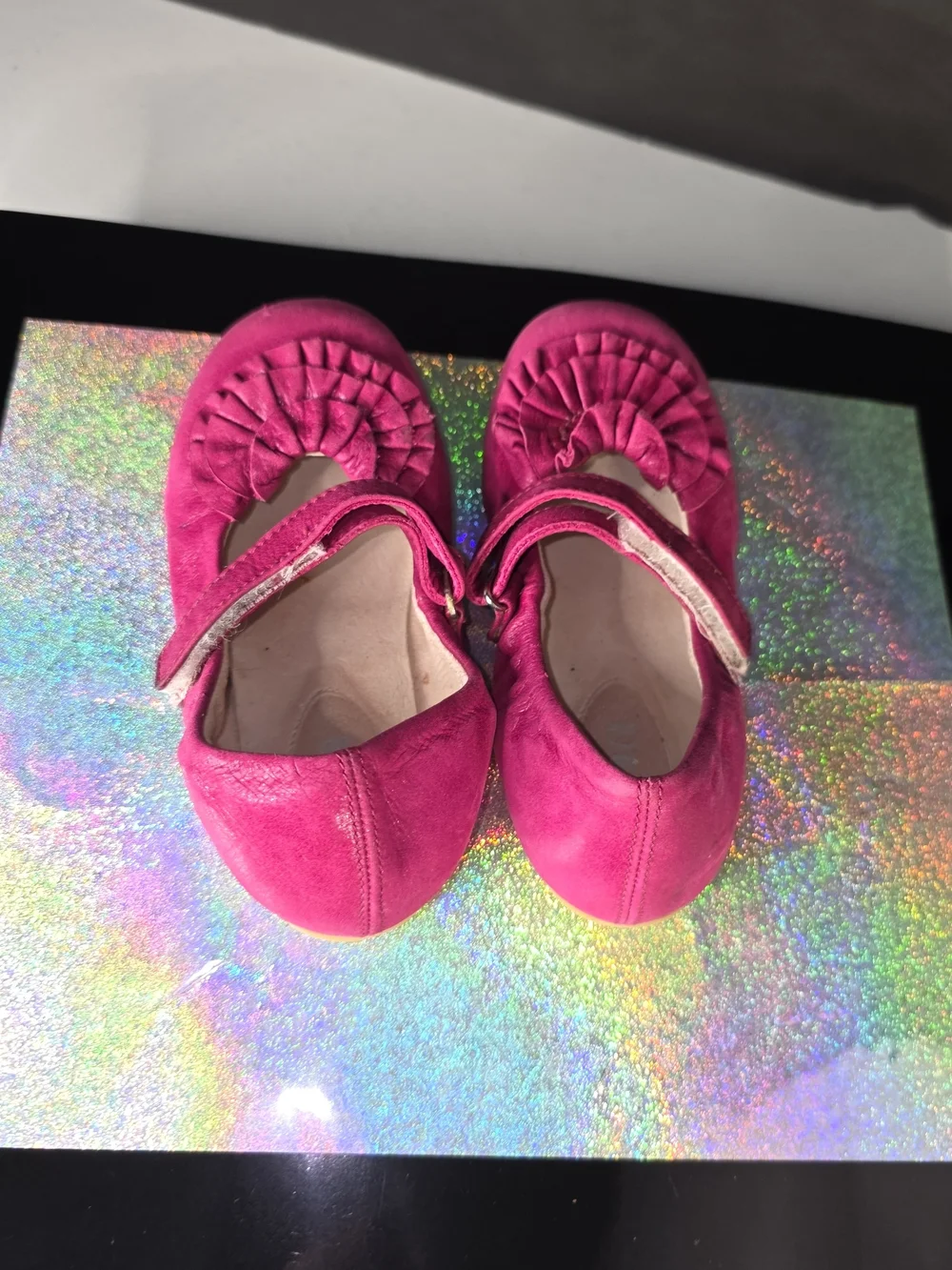 Bloch Hot Pink Ruffle Mary Jane Girls' Ballet Shoes Sz 24 (US 7-8) Toddler